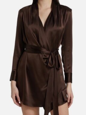 TWP Amanda 100% Silk Dress NWT Size M Mocha/Brown